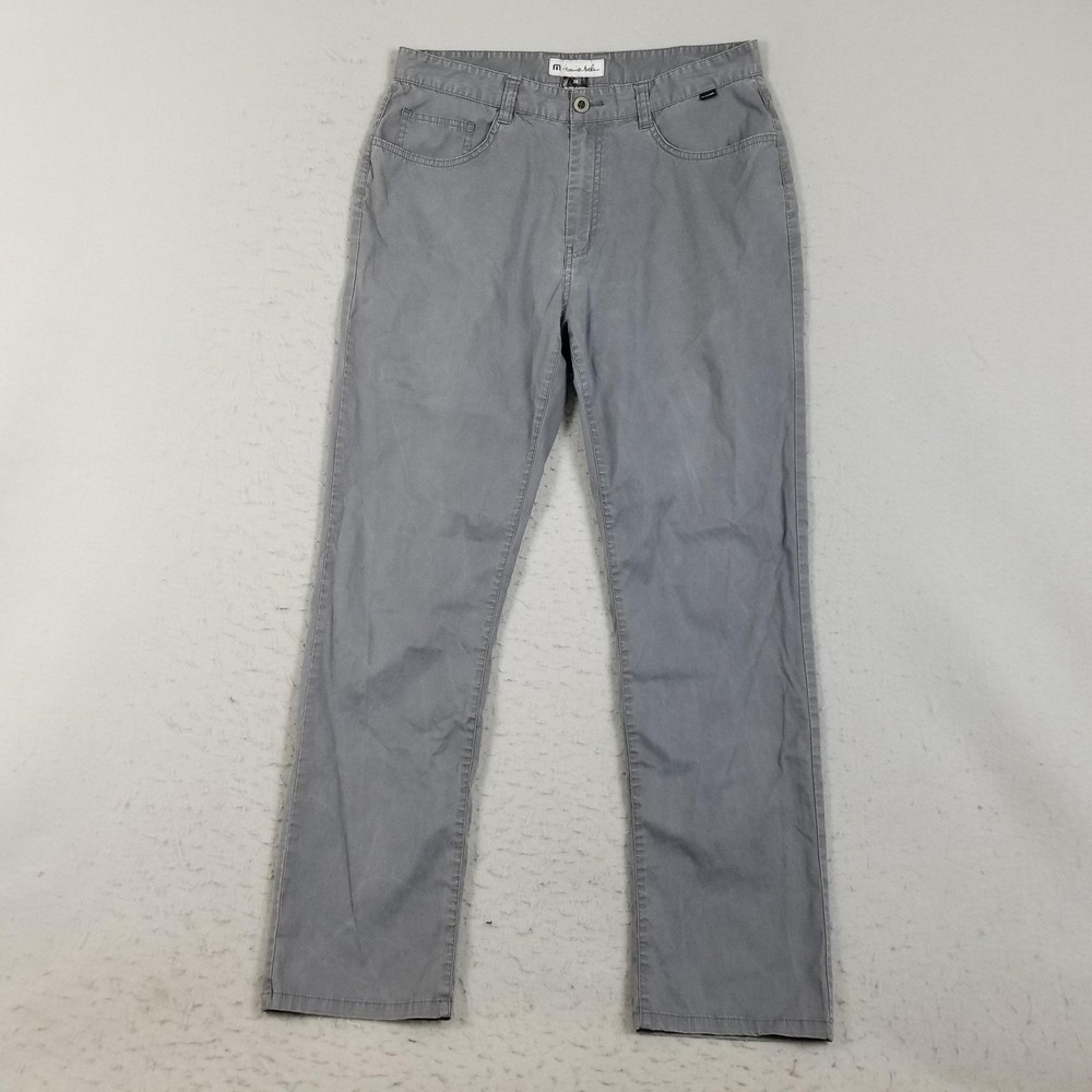 TravisMathew Pants Mens 34 Gray 5 Pocket Stretch Tencel Blend Straight Leg Golf